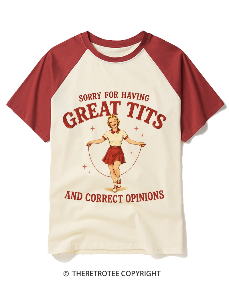 TheRetroTee Correct Opinions 1950s Raglan Baseball T-Shirt