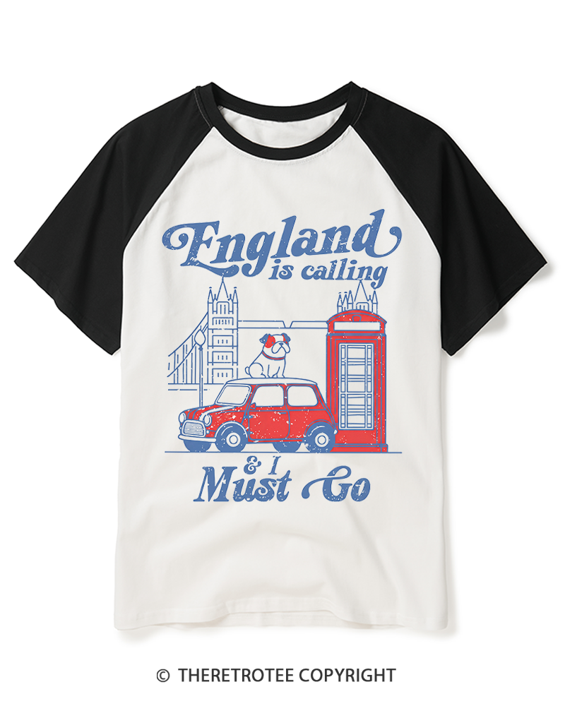 TheRetroTee England Is Calling 1970s Raglan Baseball T-Shirt