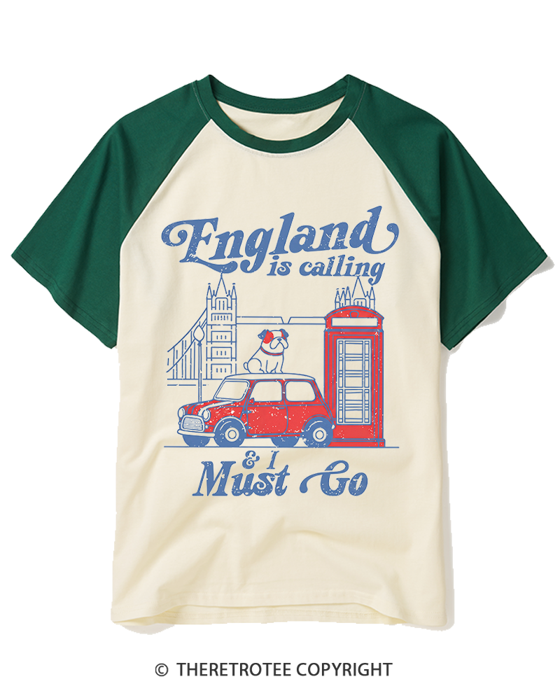 TheRetroTee England Is Calling 1970s Raglan Baseball T-Shirt