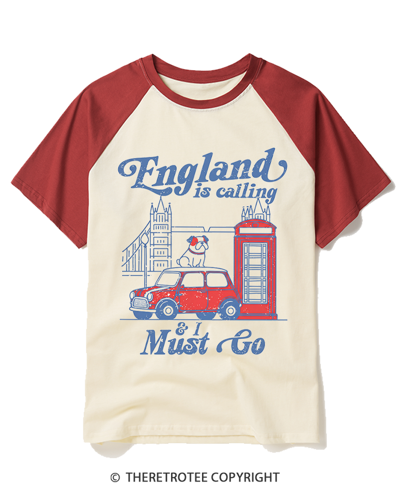 TheRetroTee England Is Calling 1970s Raglan Baseball T-Shirt