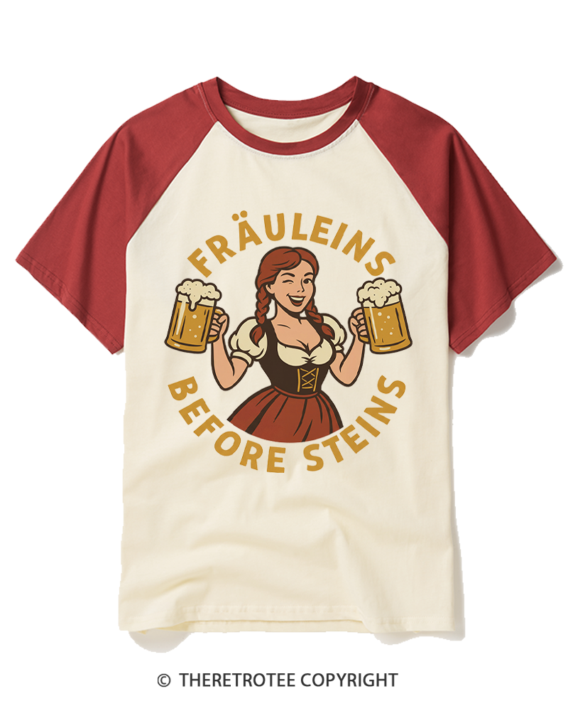 TheRetroTee Funny Oktoberfest 1950s Raglan Baseball T-Shirt
