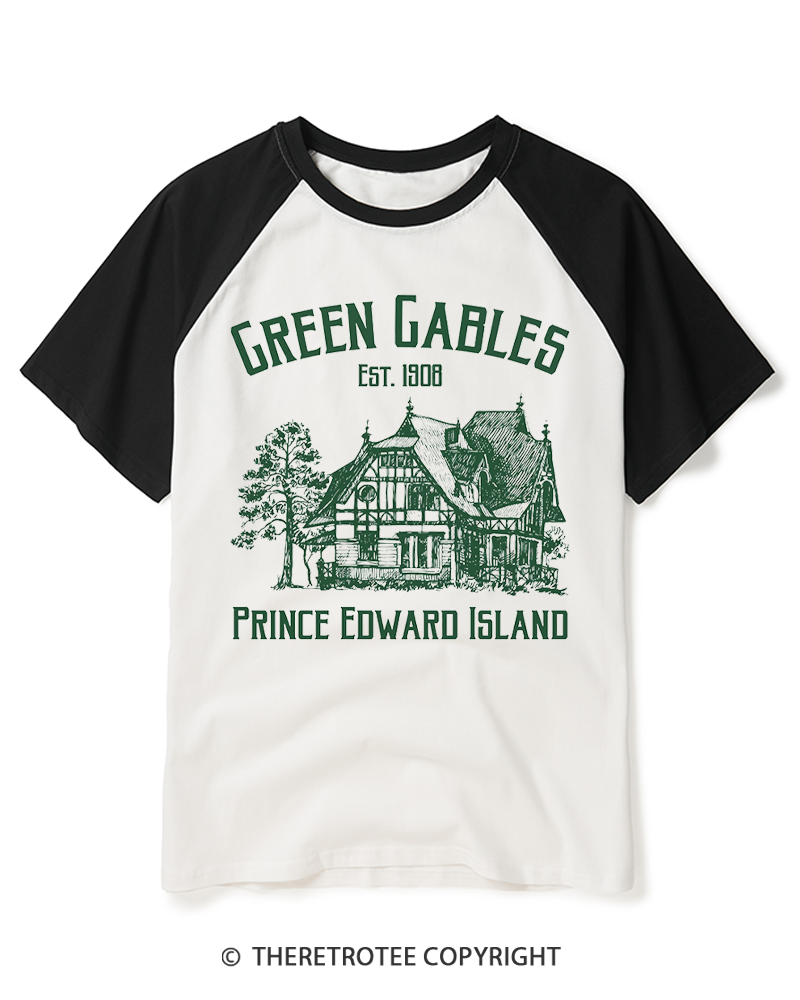 TheRetroTee Green Gables 1900s Raglan Baseball T-Shirt
