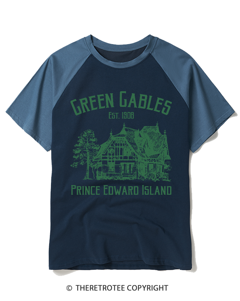 TheRetroTee Green Gables 1900s Raglan Baseball T-Shirt