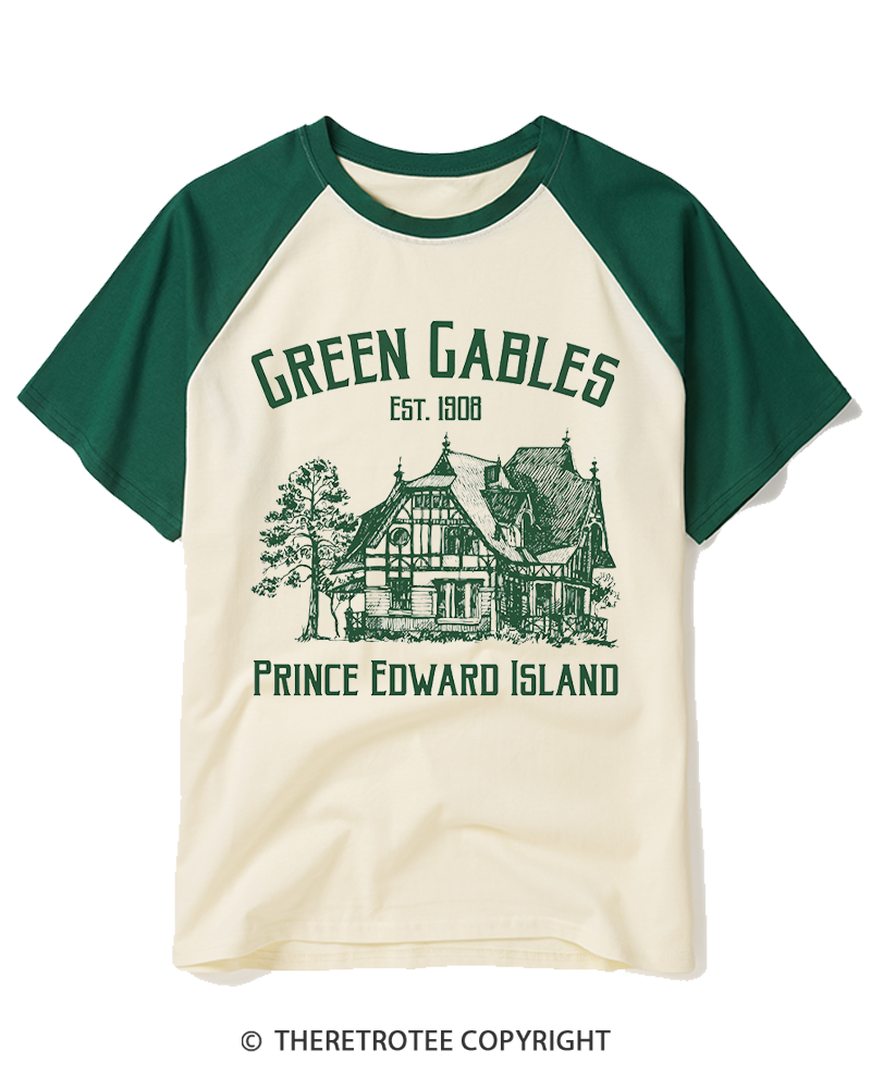 TheRetroTee Green Gables 1900s Raglan Baseball T-Shirt