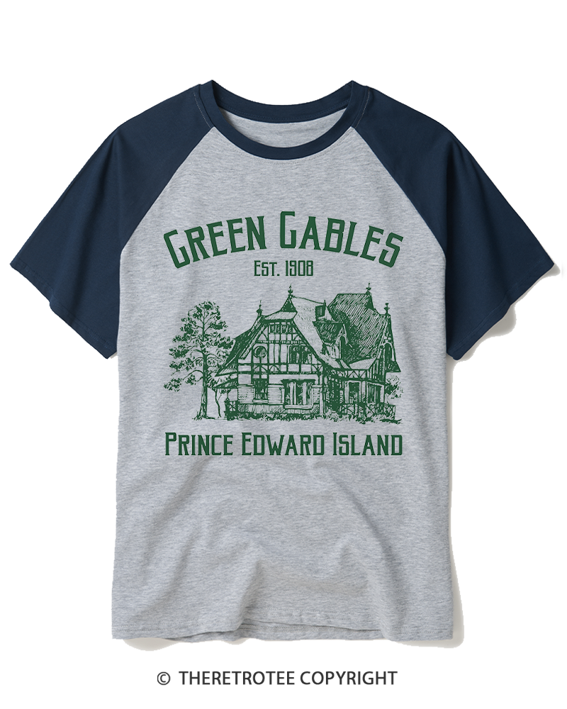 TheRetroTee Green Gables 1900s Raglan Baseball T-Shirt