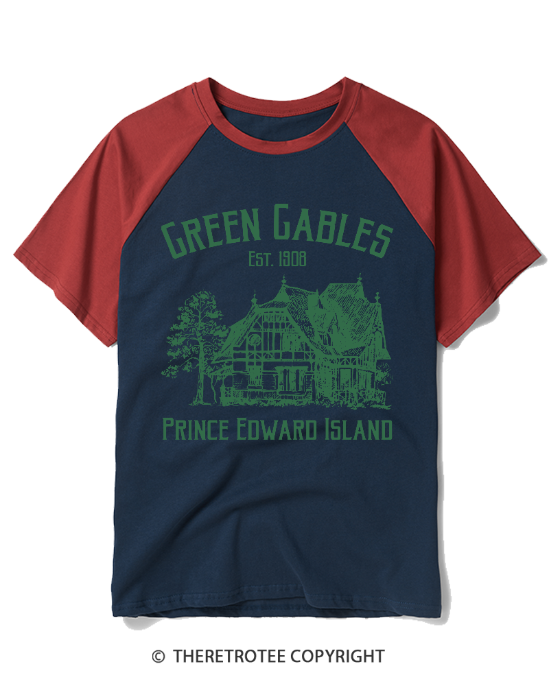 TheRetroTee Green Gables 1900s Raglan Baseball T-Shirt