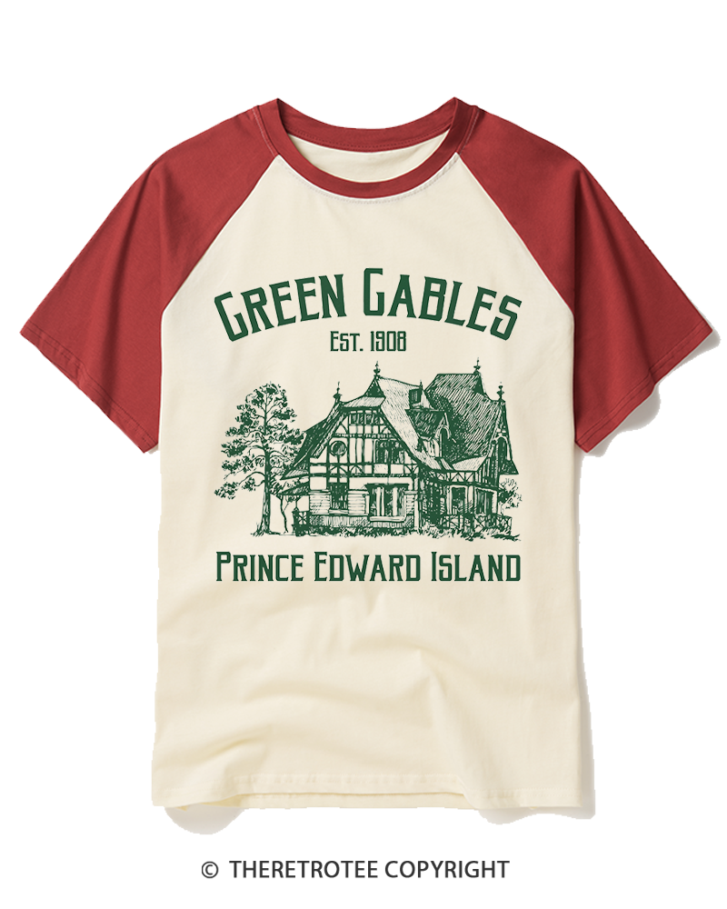 TheRetroTee Green Gables 1900s Raglan Baseball T-Shirt