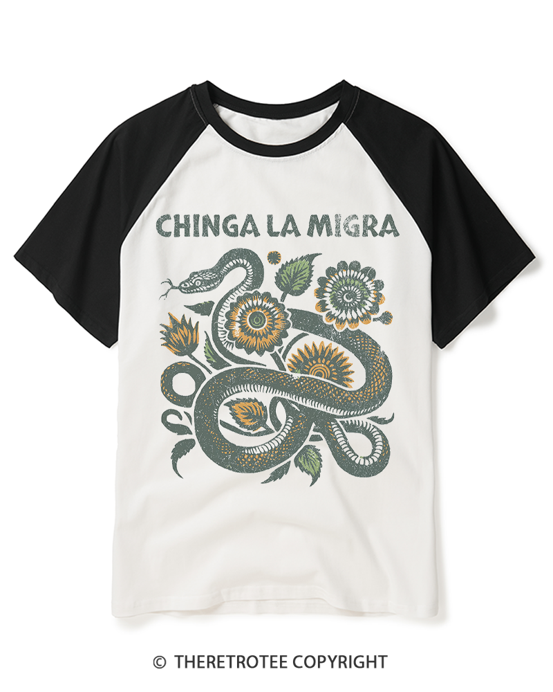 TheRetroTee Immigrant Rights 1970s Raglan Baseball T-Shirt