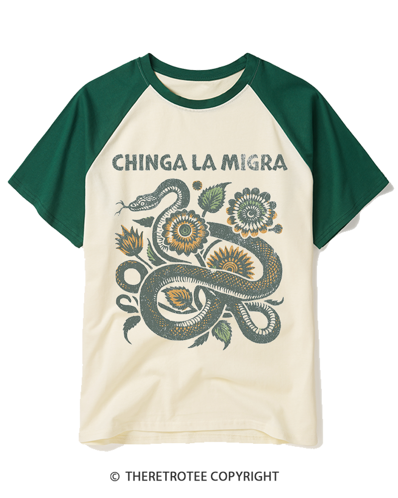 TheRetroTee Immigrant Rights 1970s Raglan Baseball T-Shirt