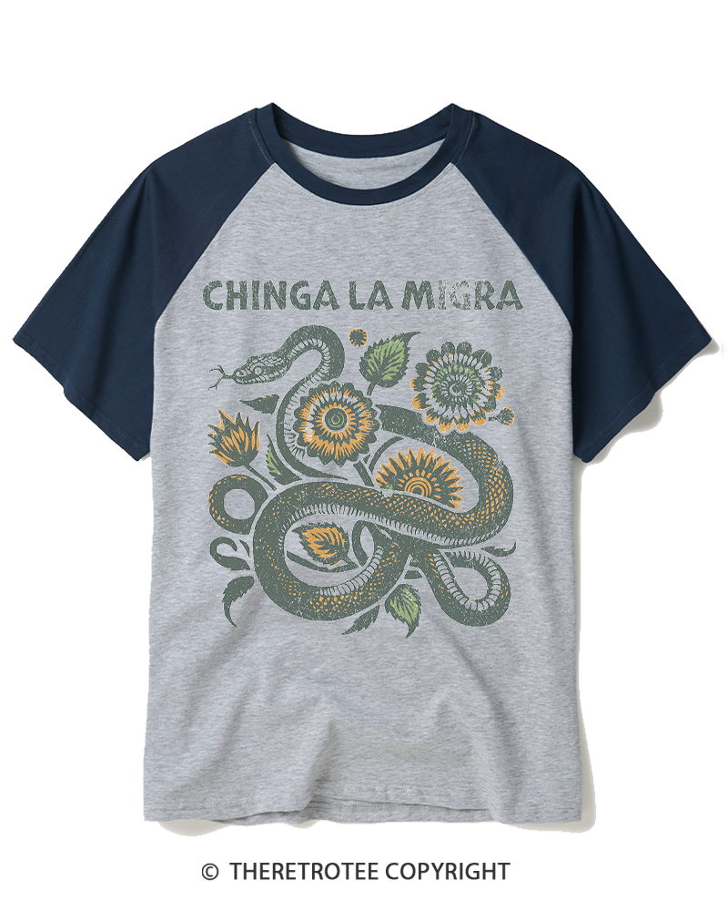 TheRetroTee Immigrant Rights 1970s Raglan Baseball T-Shirt
