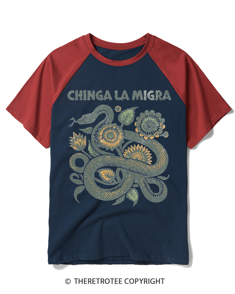TheRetroTee Immigrant Rights 1970s Raglan Baseball T-Shirt
