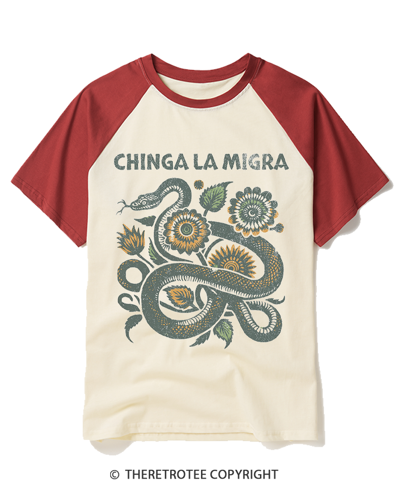 TheRetroTee Immigrant Rights 1970s Raglan Baseball T-Shirt