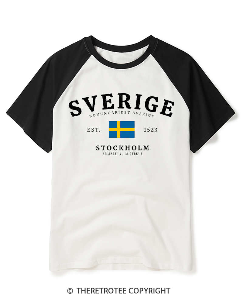 TheRetroTee Kingdom of Sweden Raglan Baseball T-Shirt