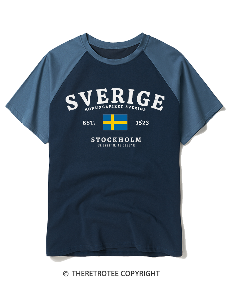 TheRetroTee Kingdom of Sweden Raglan Baseball T-Shirt