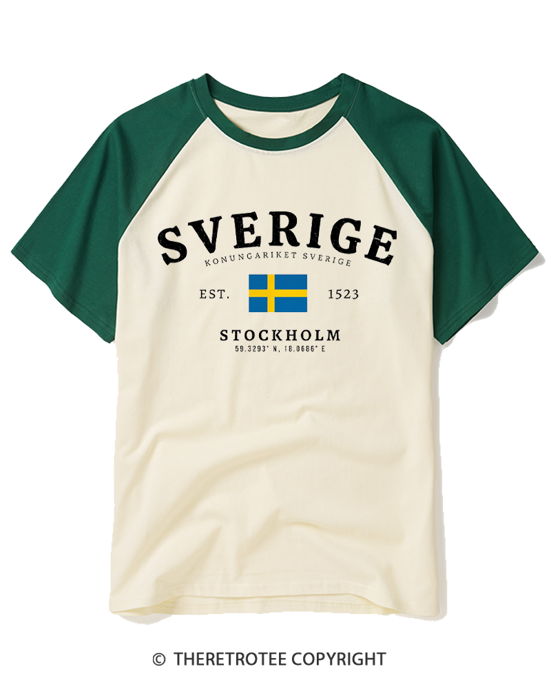 TheRetroTee Kingdom of Sweden Raglan Baseball T-Shirt
