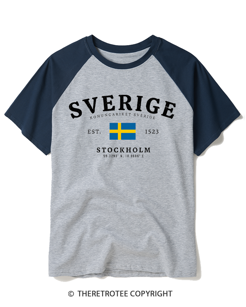 TheRetroTee Kingdom of Sweden Raglan Baseball T-Shirt