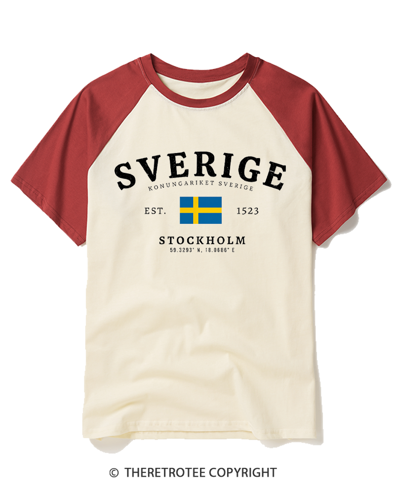 TheRetroTee Kingdom of Sweden Raglan Baseball T-Shirt