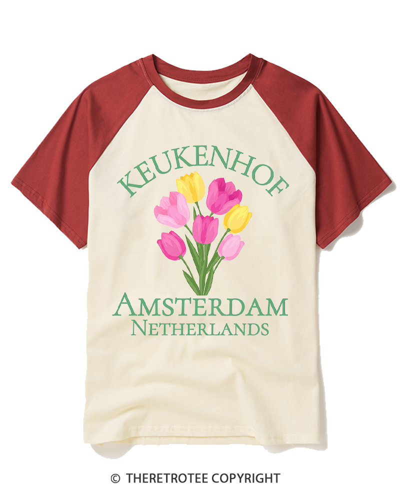 TheRetroTee Netherlands Heritage 1970s Raglan Baseball T-Shirt