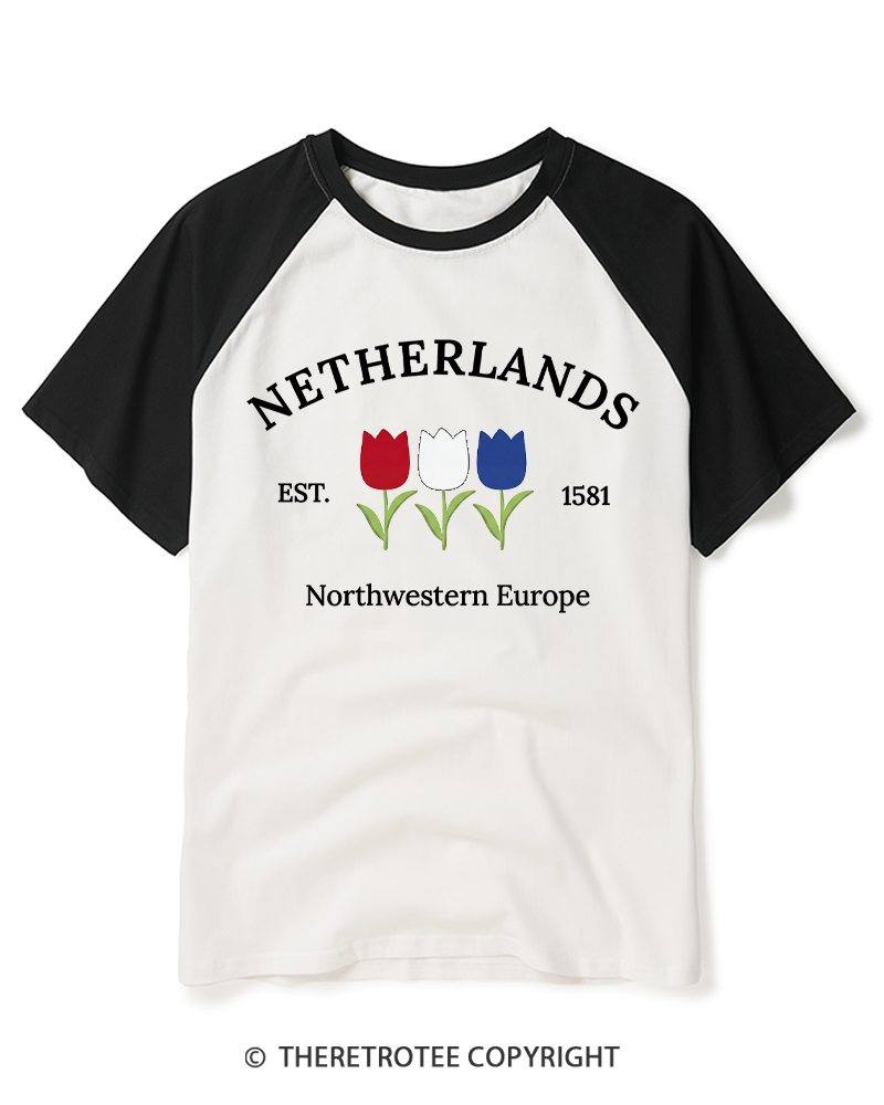 TheRetroTee Northwestern Europe 1581 Raglan Baseball T-Shirt
