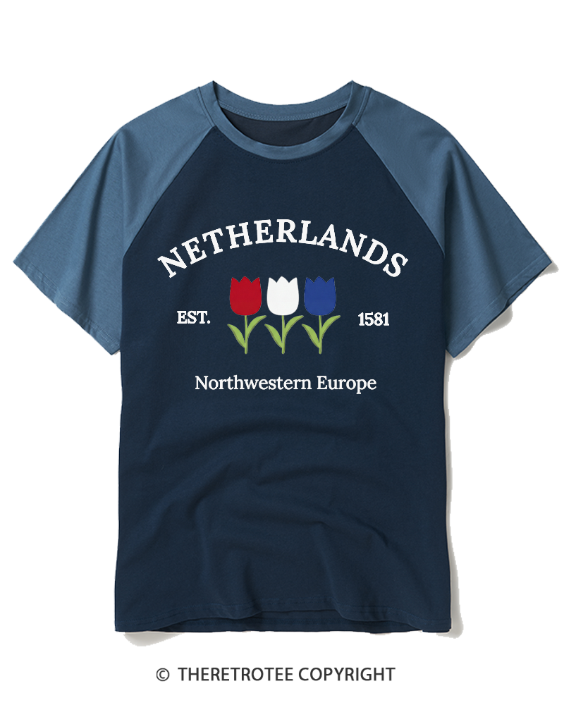 TheRetroTee Northwestern Europe 1581 Raglan Baseball T-Shirt