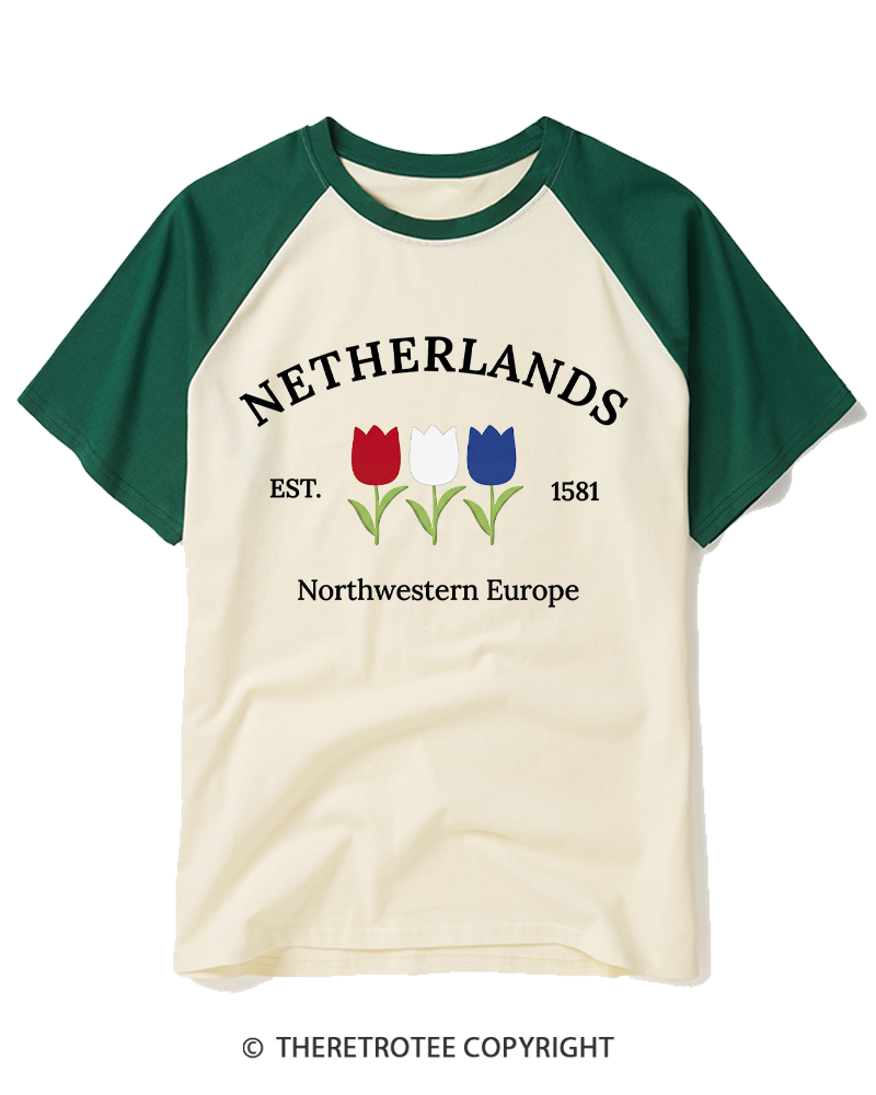 TheRetroTee Northwestern Europe 1581 Raglan Baseball T-Shirt