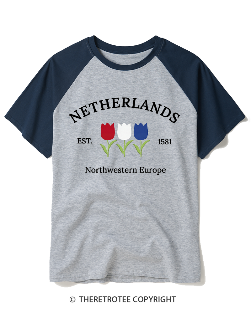 TheRetroTee Northwestern Europe 1581 Raglan Baseball T-Shirt