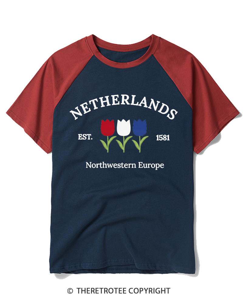TheRetroTee Northwestern Europe 1581 Raglan Baseball T-Shirt