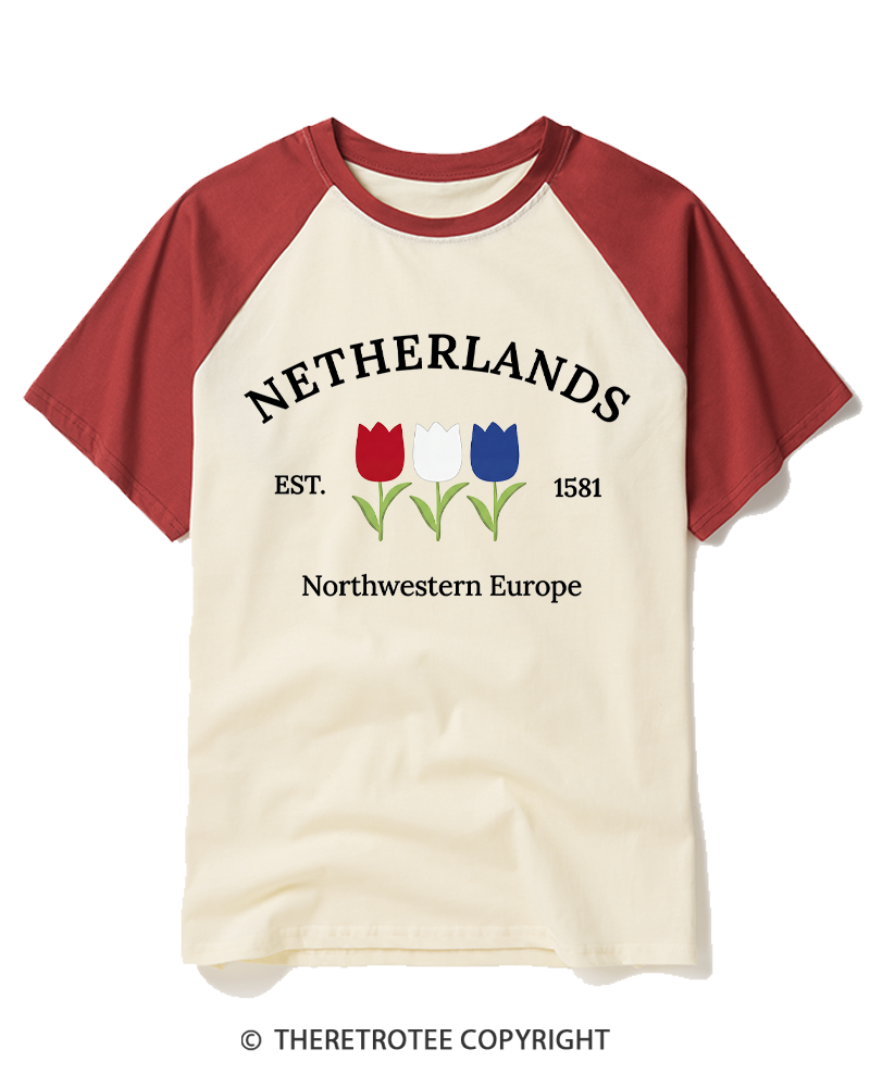 TheRetroTee Northwestern Europe 1581 Raglan Baseball T-Shirt