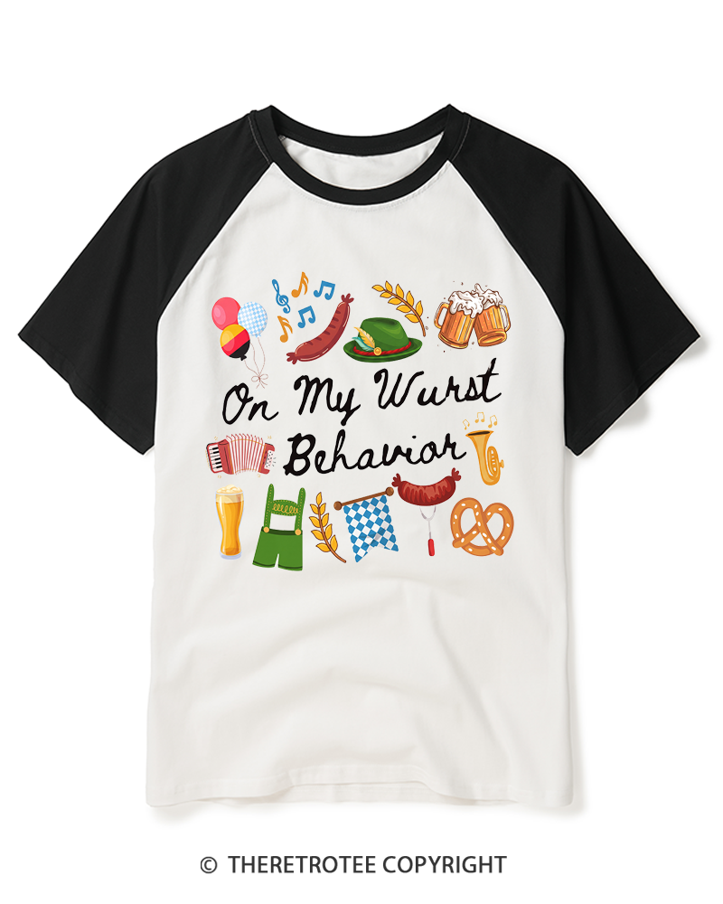 TheRetroTee Oktoberfest 2000s Raglan Baseball T-Shirt