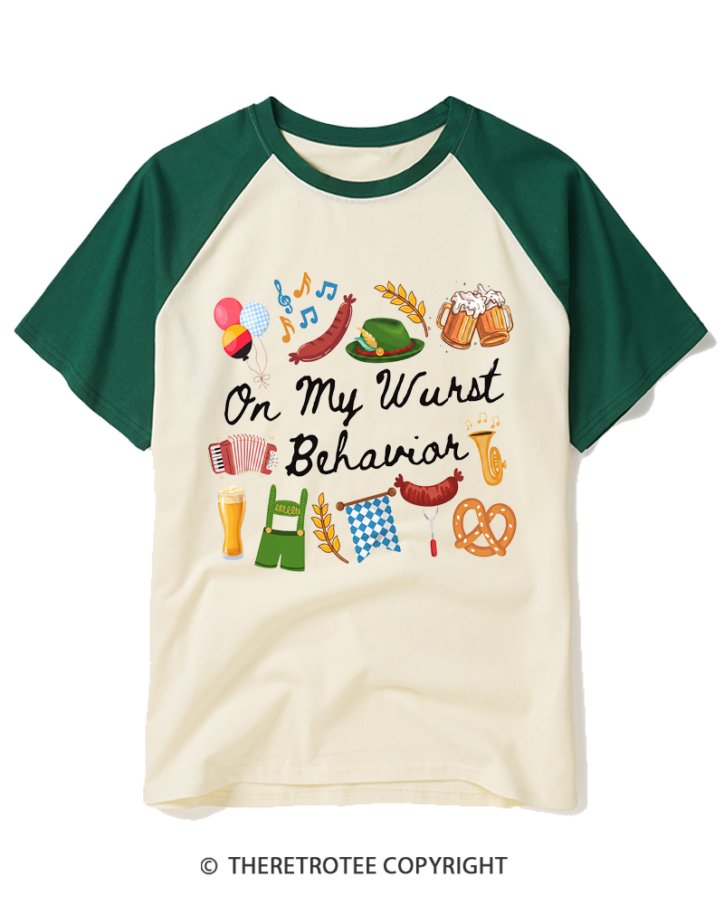TheRetroTee Oktoberfest 2000s Raglan Baseball T-Shirt
