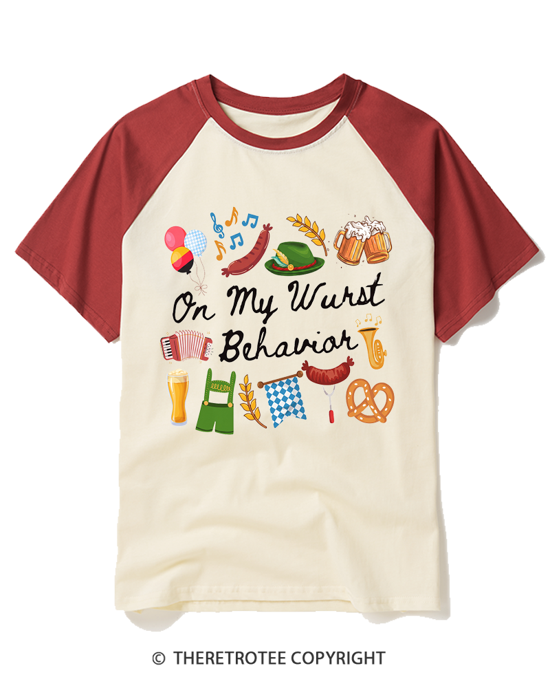 TheRetroTee Oktoberfest 2000s Raglan Baseball T-Shirt