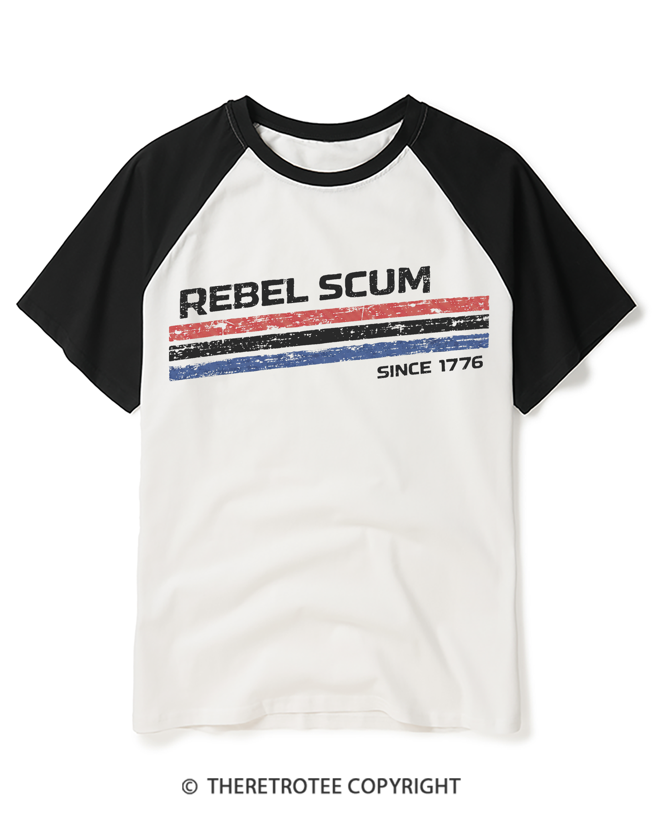 TheRetroTee Rebel Scum 1776 Raglan Baseball T-Shirt