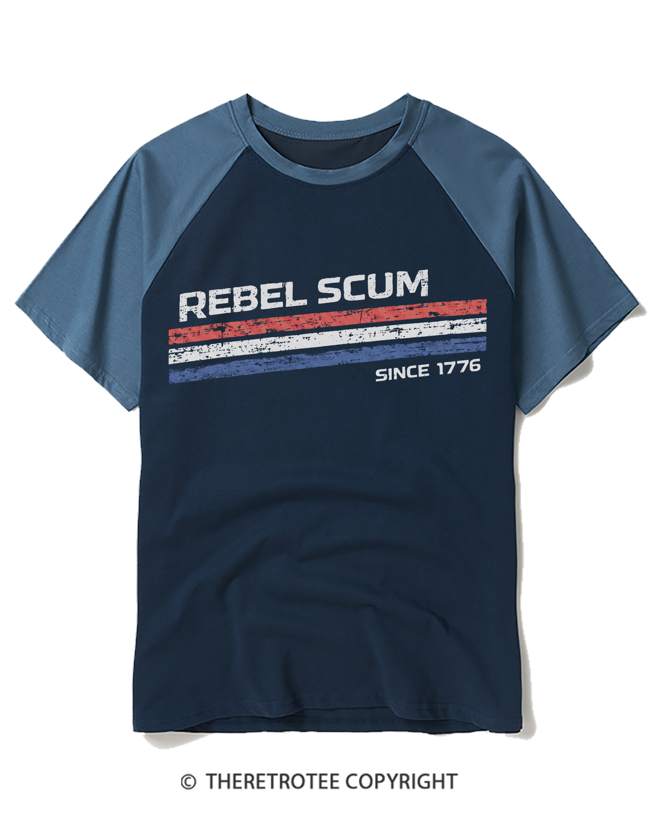 TheRetroTee Rebel Scum 1776 Raglan Baseball T-Shirt