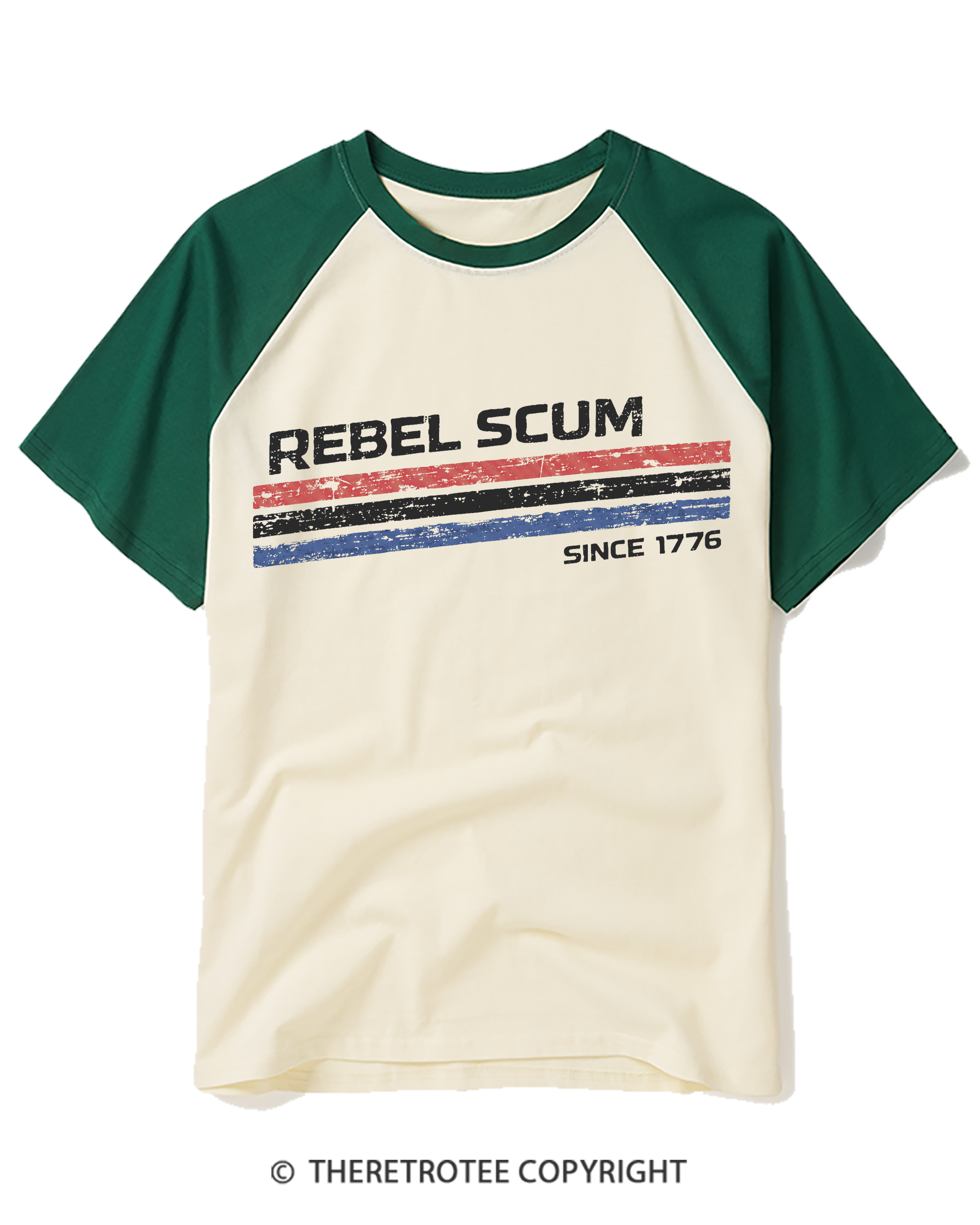 TheRetroTee Rebel Scum 1776 Raglan Baseball T-Shirt