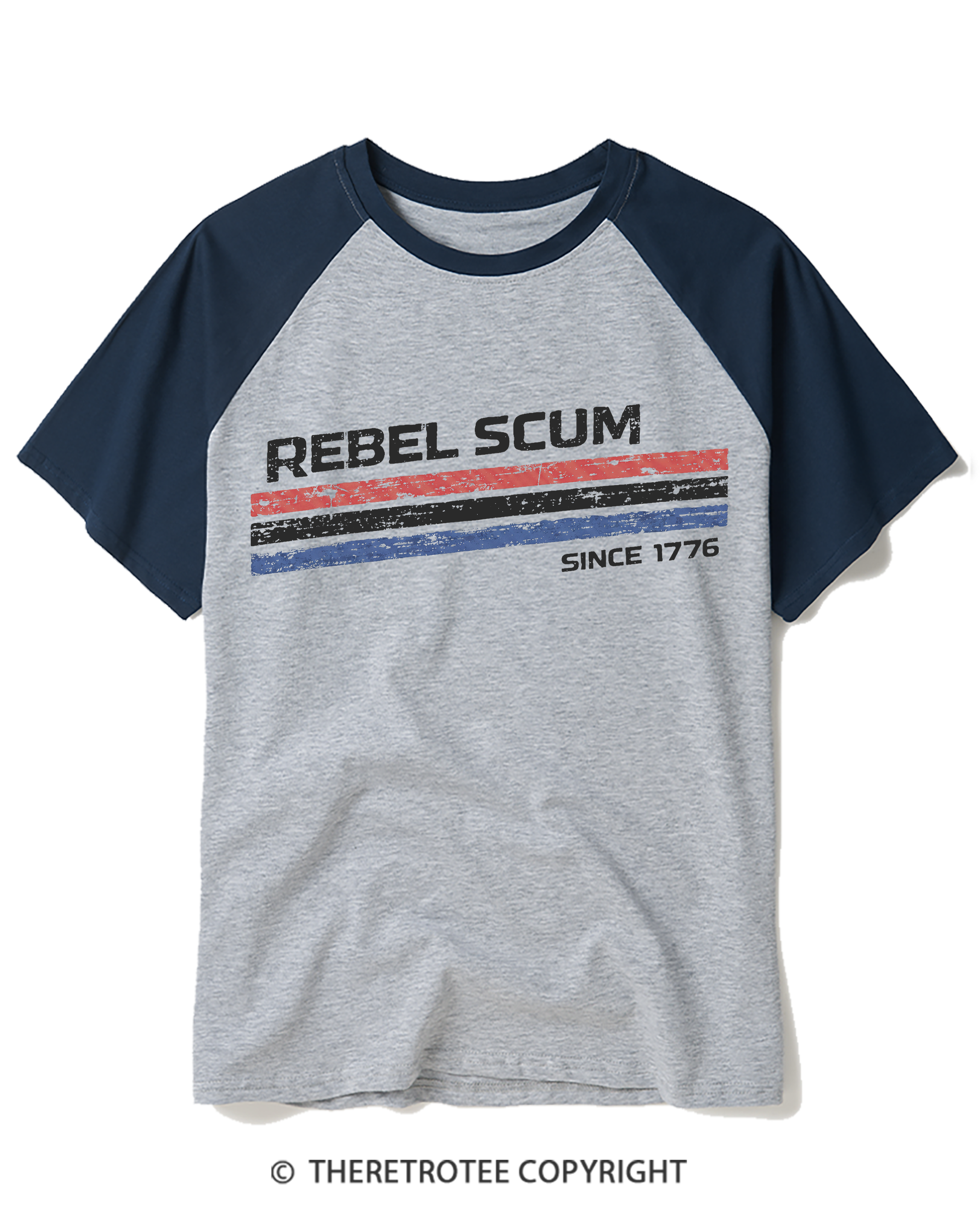 TheRetroTee Rebel Scum 1776 Raglan Baseball T-Shirt