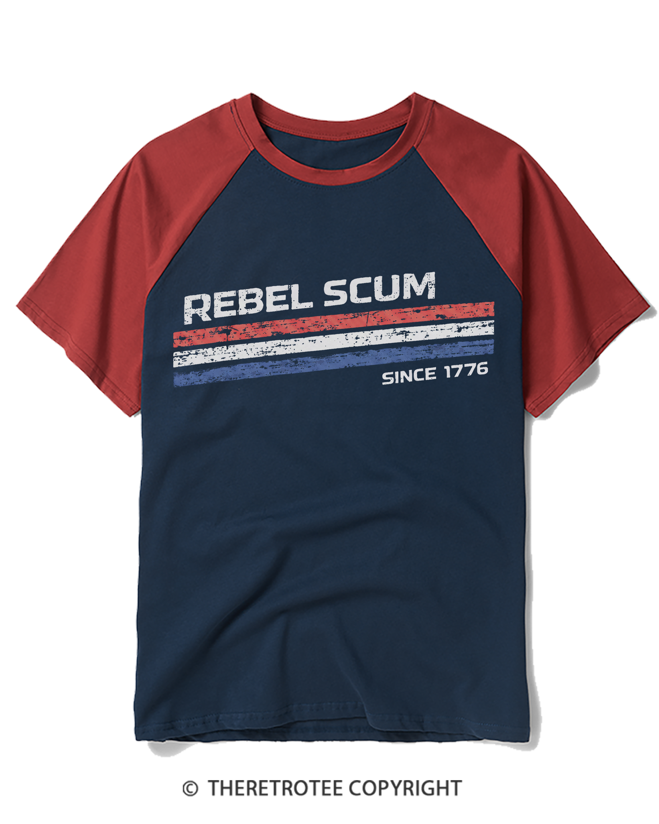 TheRetroTee Rebel Scum 1776 Raglan Baseball T-Shirt