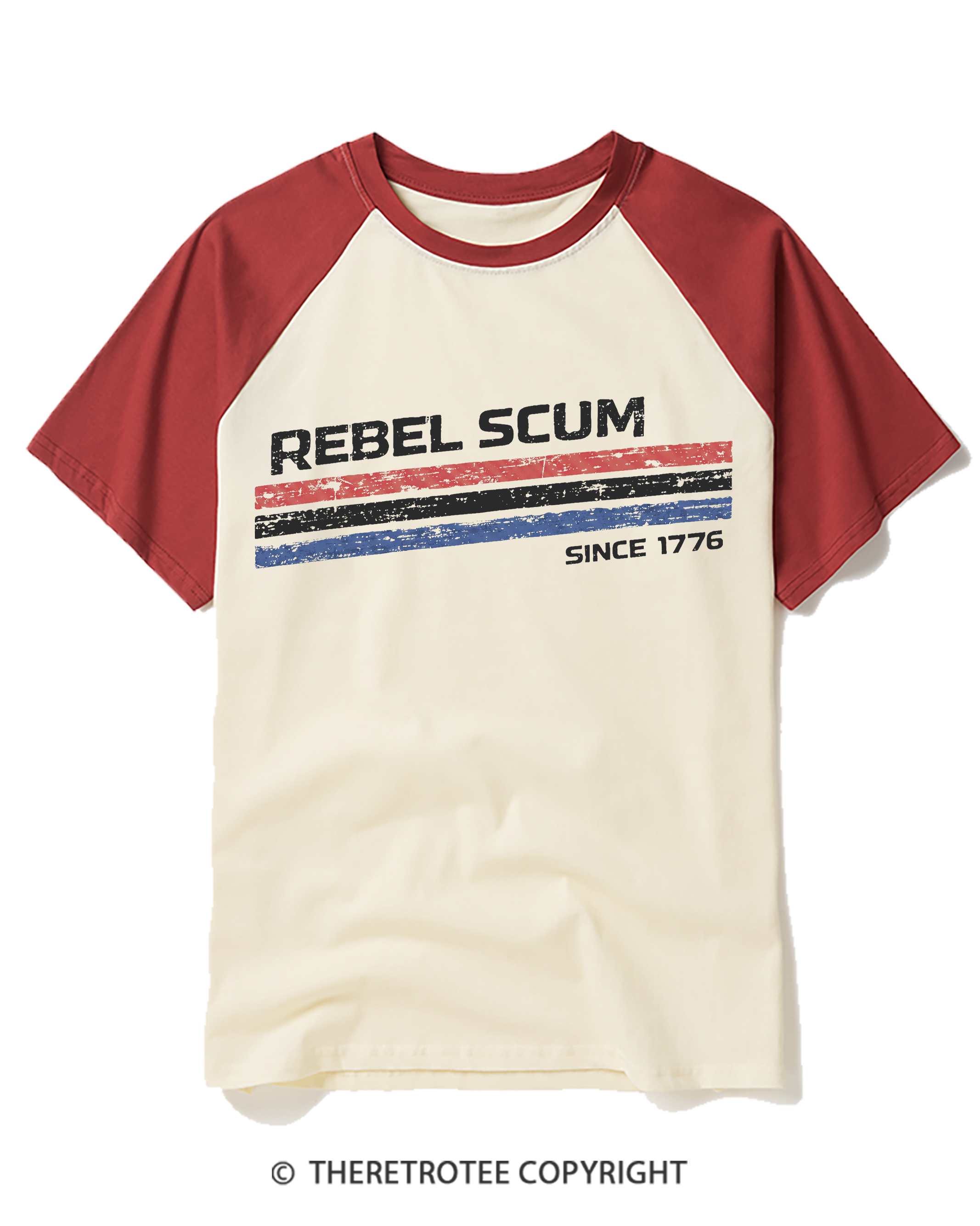 TheRetroTee Rebel Scum 1776 Raglan Baseball T-Shirt