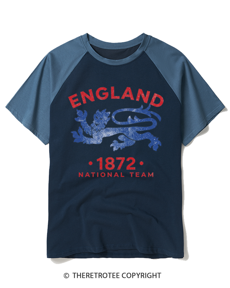 TheRetroTee Vintage England Football 1872 Raglan Baseball T-Shirt
