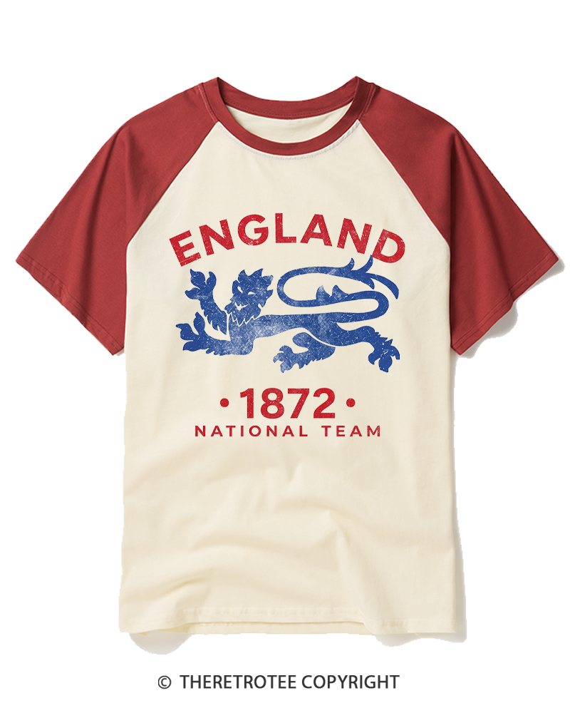 TheRetroTee Vintage England Football 1872 Raglan Baseball T-Shirt