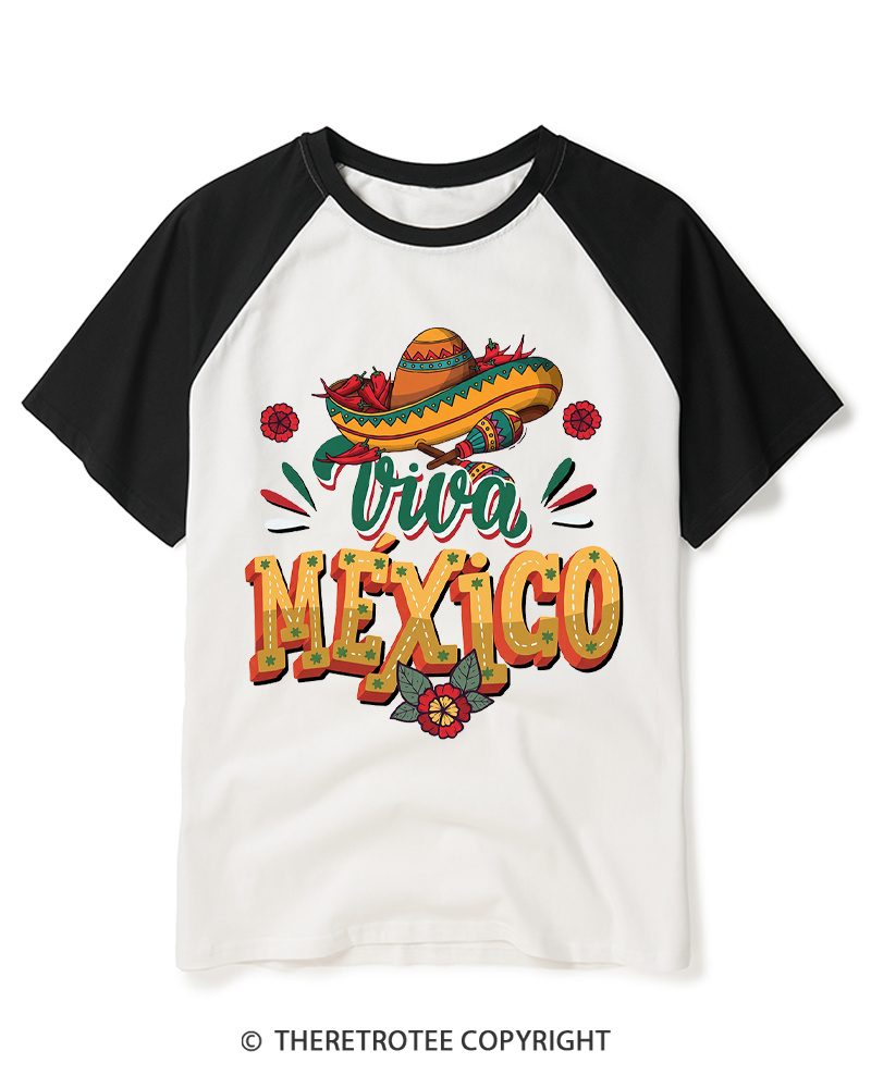 TheRetroTee Viva México 1980s Raglan Baseball T-Shirt
