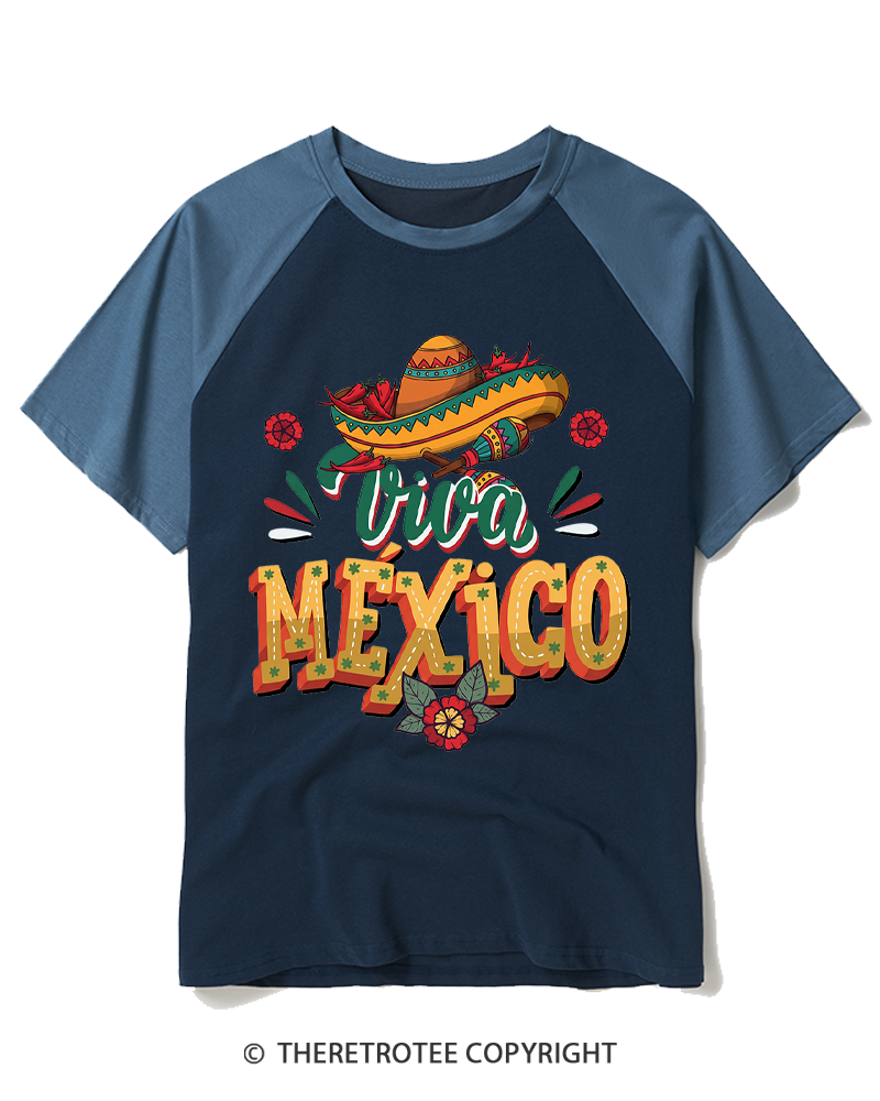 TheRetroTee Viva México 1980s Raglan Baseball T-Shirt