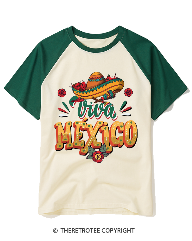 TheRetroTee Viva México 1980s Raglan Baseball T-Shirt