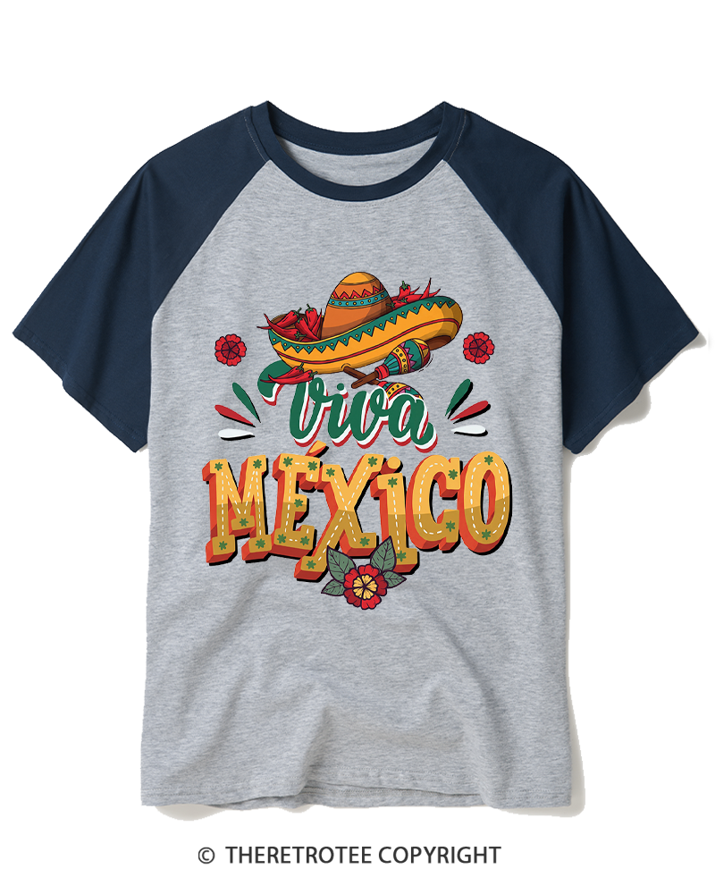 TheRetroTee Viva México 1980s Raglan Baseball T-Shirt