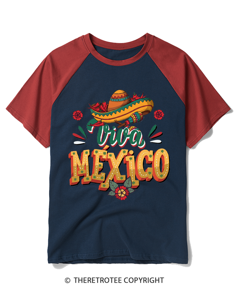 TheRetroTee Viva México 1980s Raglan Baseball T-Shirt