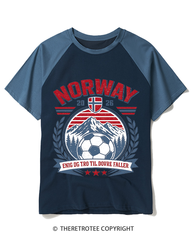 TheRetroTee Norway 2026 Soccer Raglan Baseball T-Shirt