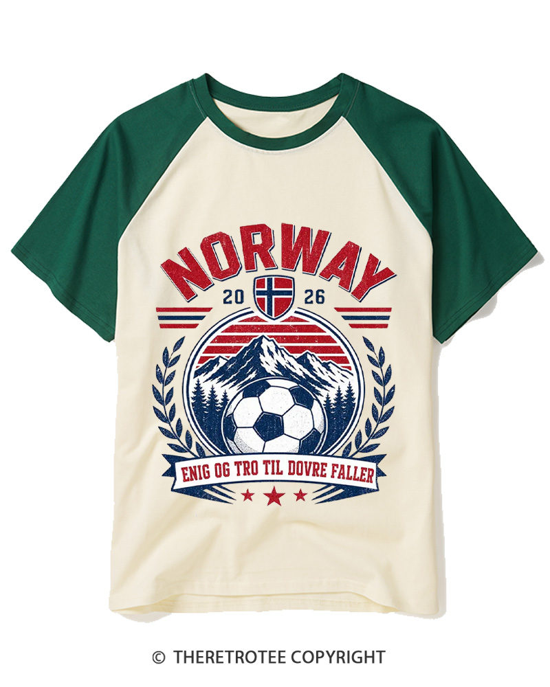 TheRetroTee Norway 2026 Soccer Raglan Baseball T-Shirt