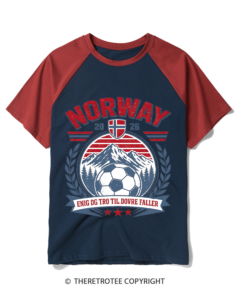 TheRetroTee Norway 2026 Soccer Raglan Baseball T-Shirt