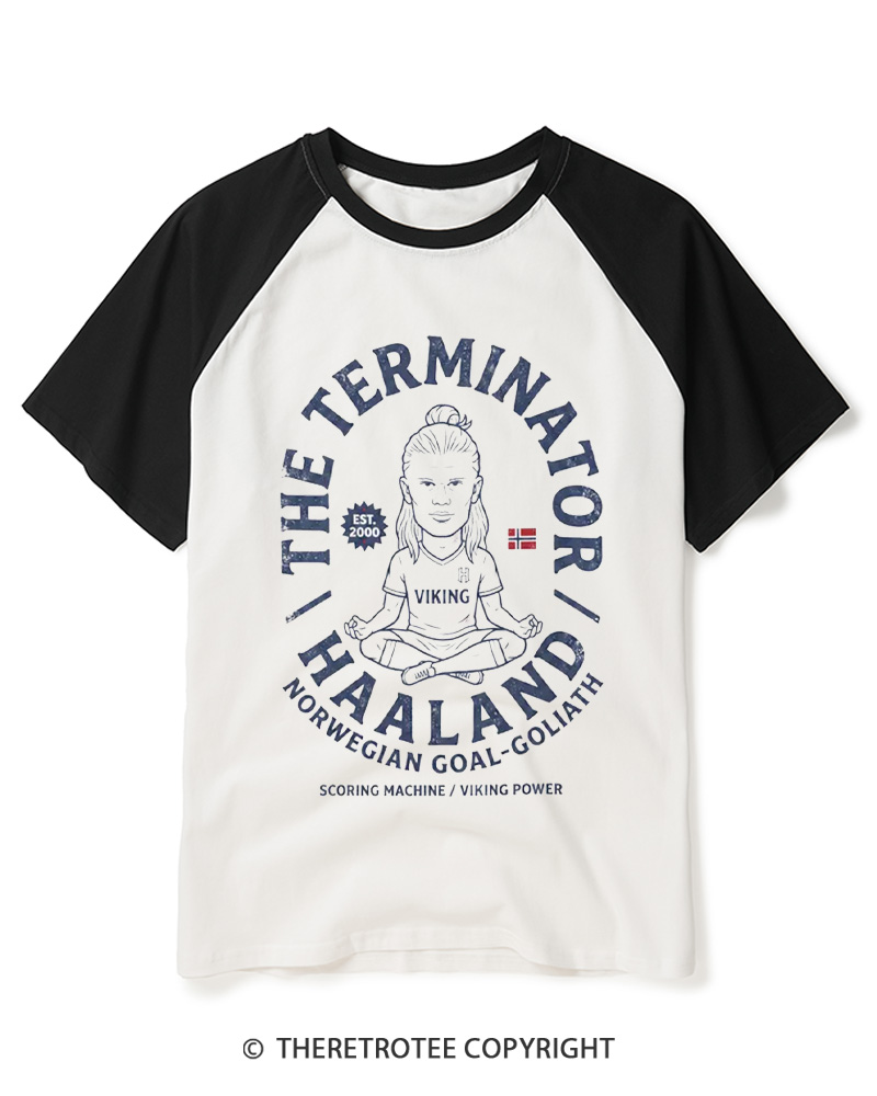 TheRetroTee The Terminator Viking Graphic 2000s Raglan Baseball T-Shirt