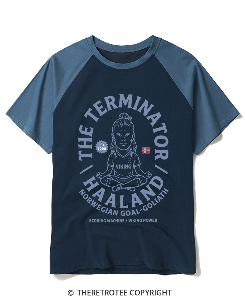 TheRetroTee The Terminator Viking Graphic 2000s Raglan Baseball T-Shirt