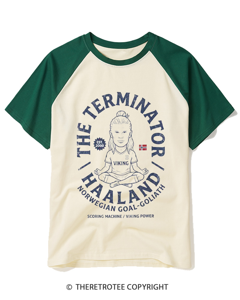 TheRetroTee The Terminator Viking Graphic 2000s Raglan Baseball T-Shirt